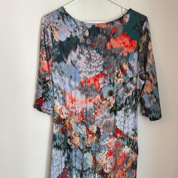 Soft Surroundings Women Nanette Dress short sleeve maxi Red Gray sundress Neck M - Picture 13 of 14